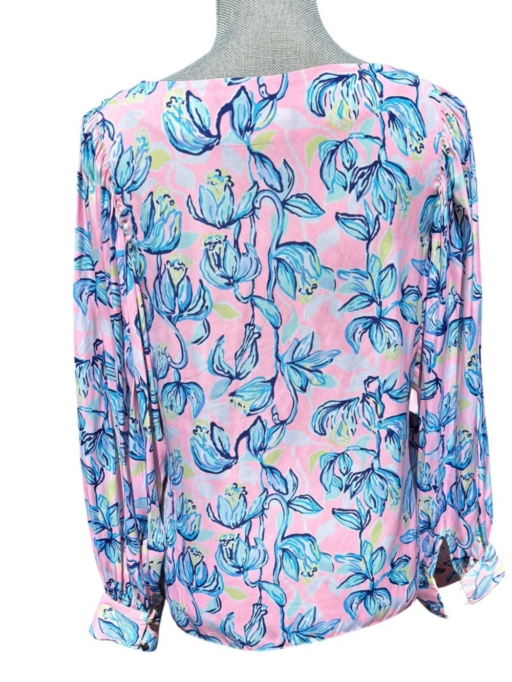 Lilly Pulitzer Pink, Blue & Yellow Abstract Floral Top Vacation Resort Coastal